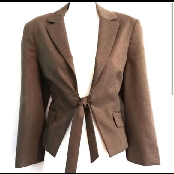 BCBGMAXAZRIA LOLITA WOOL TIE FRONT BLAZER JACKET M - Picture 2 of 5